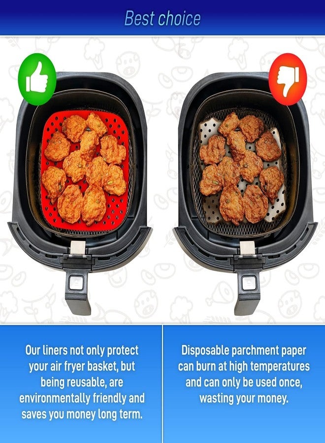 JAGDIV Silicone Air Fryer Liners, Reusable Air Fryer Silicone Liners Square, Food Grade Air Fryer Oven Accessories, Non Stick and Easy Cleaning, Replacement of Parchment Liners (Square Silicon Sheet-4) - Image 5