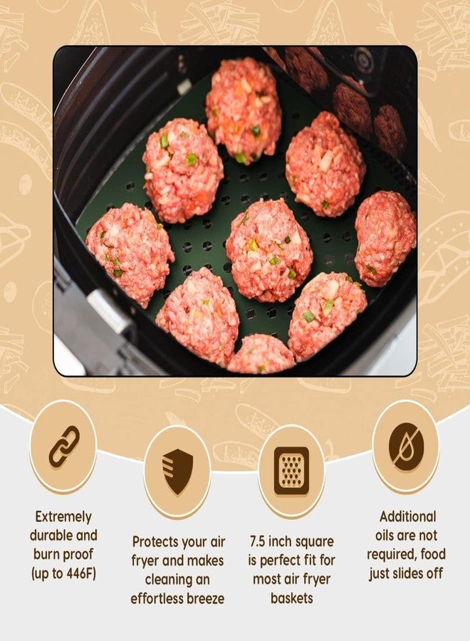 JAGDIV Silicone Air Fryer Liners, Reusable Air Fryer Silicone Liners Square, Food Grade Air Fryer Oven Accessories, Non Stick and Easy Cleaning, Replacement of Parchment Liners (Square Silicon Sheet-4) - Image 4
