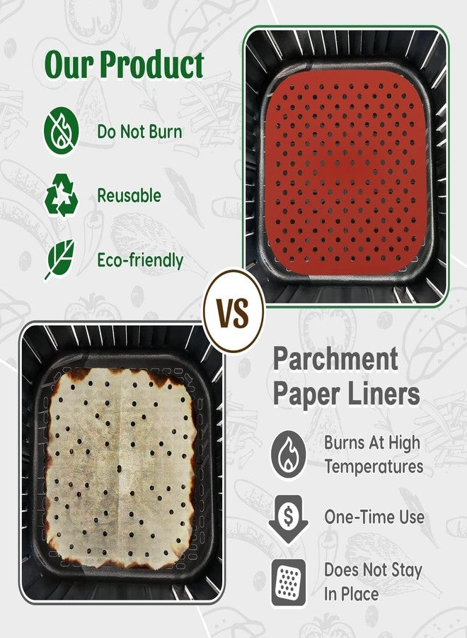 JAGDIV Silicone Air Fryer Liners, Reusable Air Fryer Silicone Liners Square, Food Grade Air Fryer Oven Accessories, Non Stick and Easy Cleaning, Replacement of Parchment Liners (Square Silicon Sheet-4) - Image 3