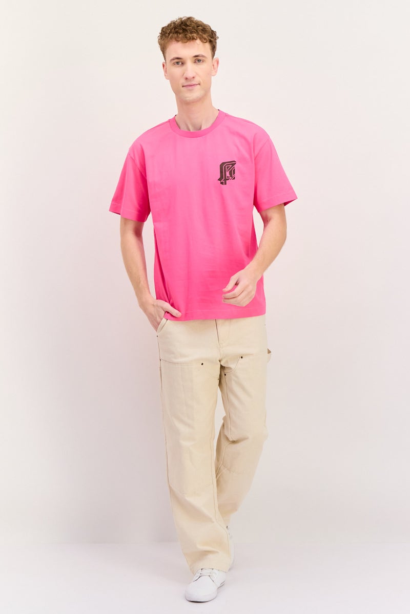 ESPRIT Men Crew Neck Short Sleeves Graphic Print T-Shirt, Pink - Image 4
