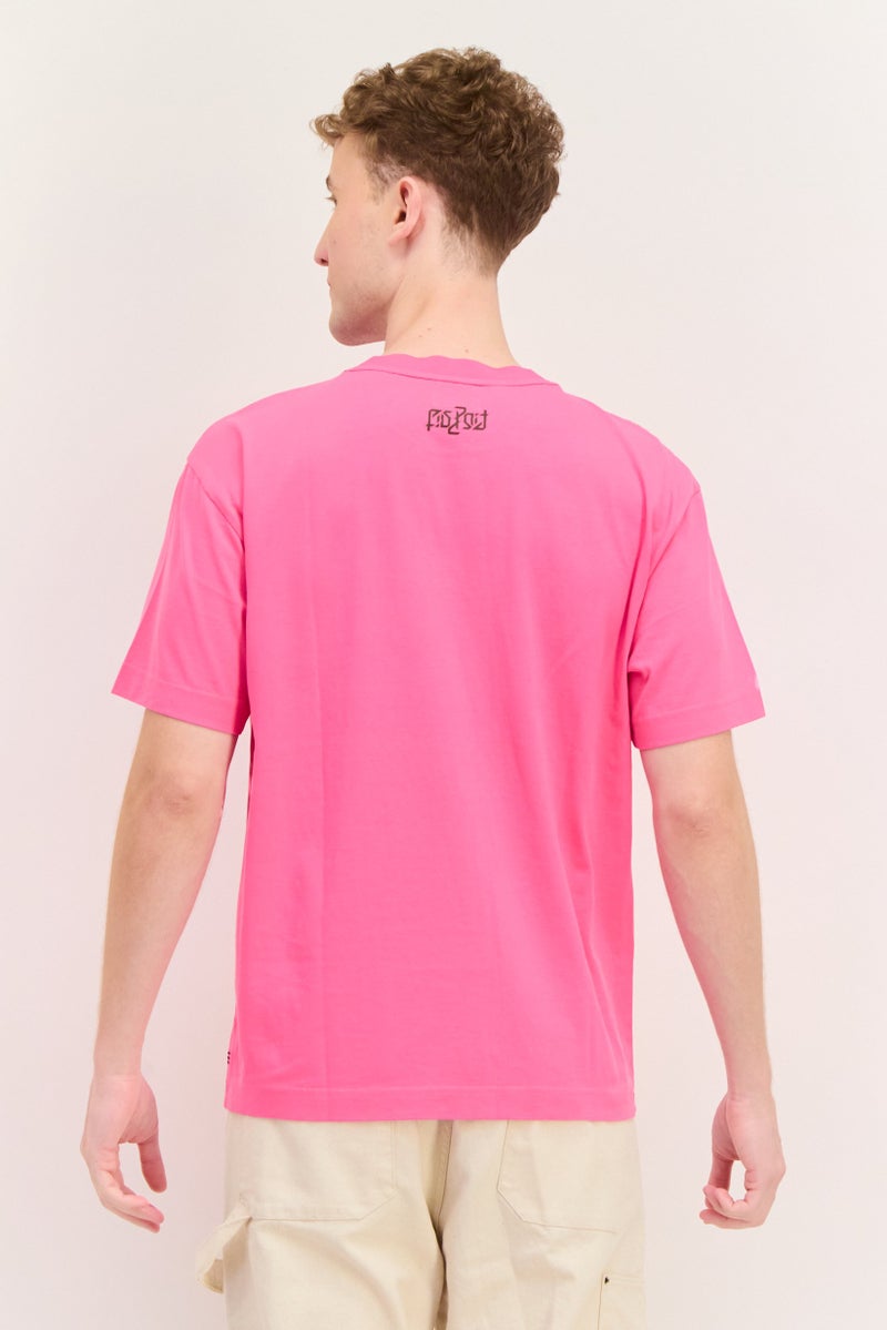 ESPRIT Men Crew Neck Short Sleeves Graphic Print T-Shirt, Pink - Image 3