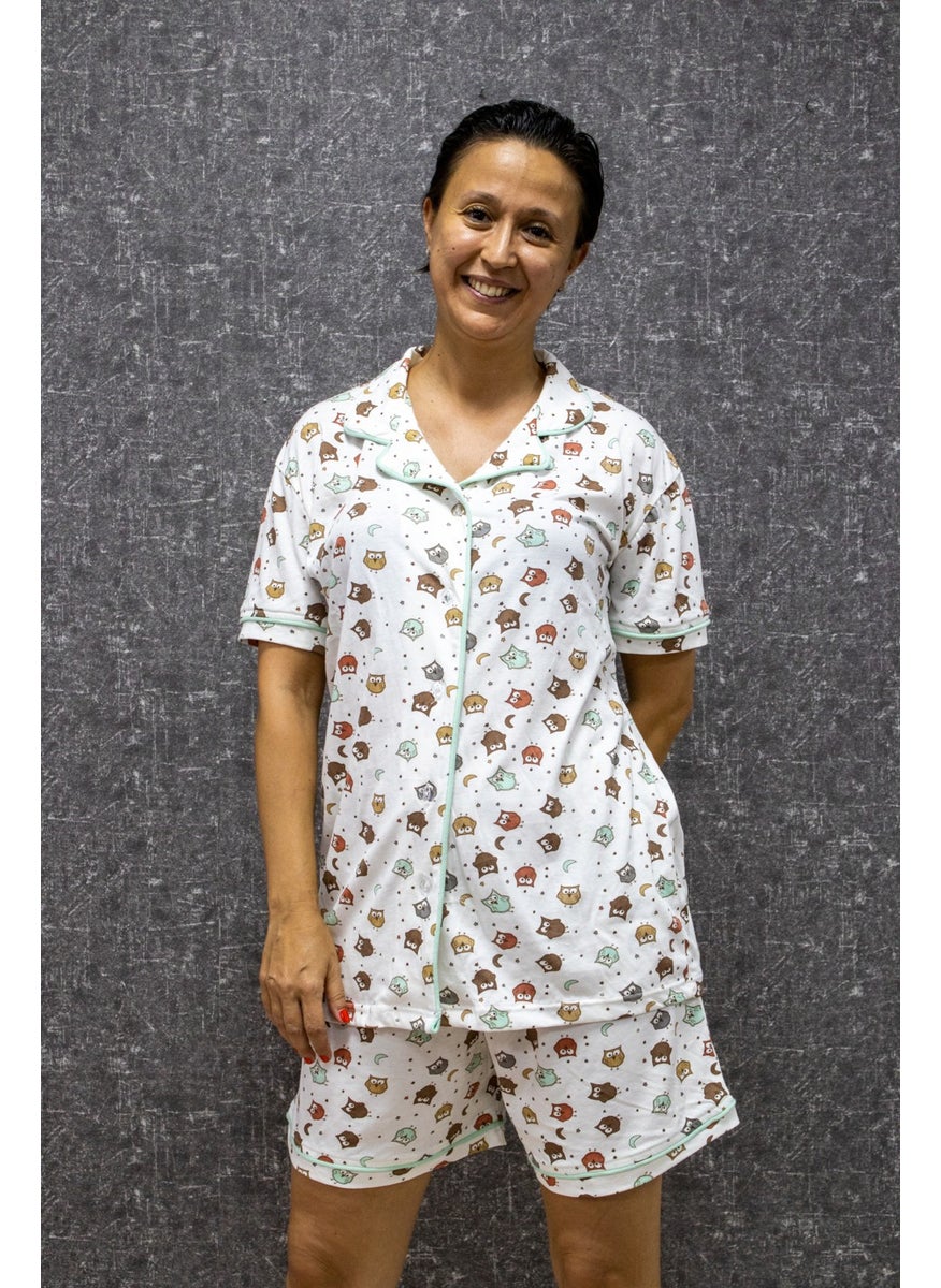 class Cotton Printed Buttoned Pajama Set  - Image 1