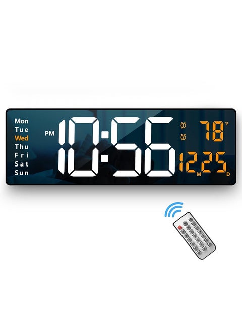 Gogdani Digital Alarm Clock Wall Table Clock Large Display162 Inch Large LED Digital Clock with Remote ControlAutomatic Brightness Dimmer Big Clock with Date Week Temperature Font Colour May Vary