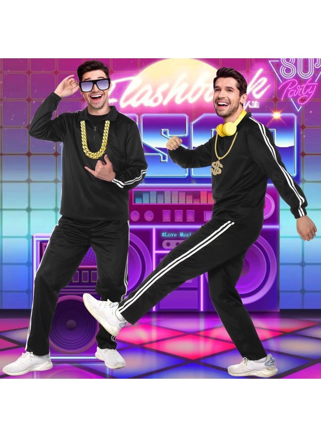 Men's Tracksuits Sweatsuits Accessories Set Zip Track Suit Costume Outfits 80s Hip Hop Rapper Rocker Disco for Party - Image 5