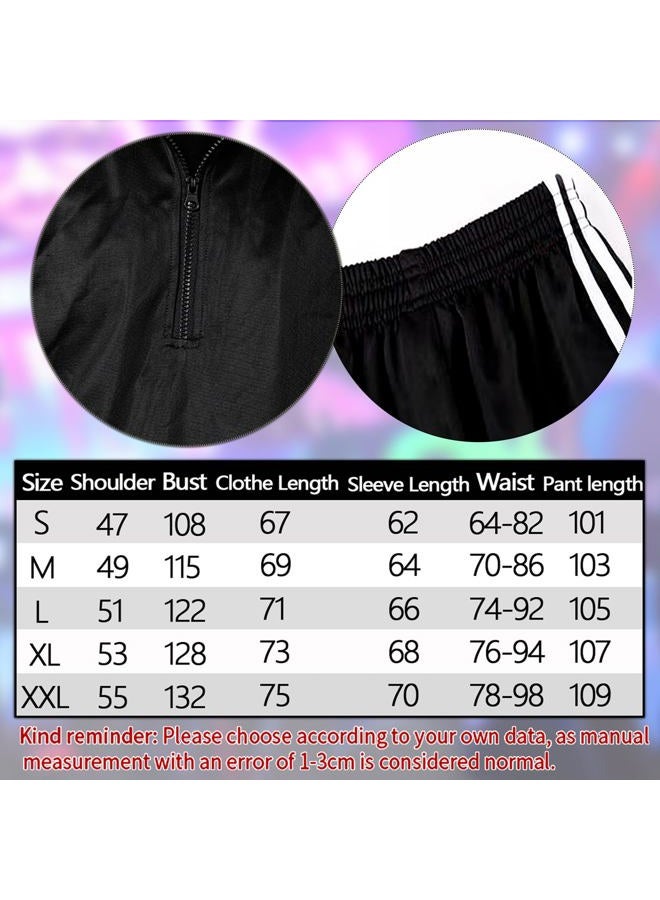 Men's Tracksuits Sweatsuits Accessories Set Zip Track Suit Costume Outfits 80s Hip Hop Rapper Rocker Disco for Party - Image 2