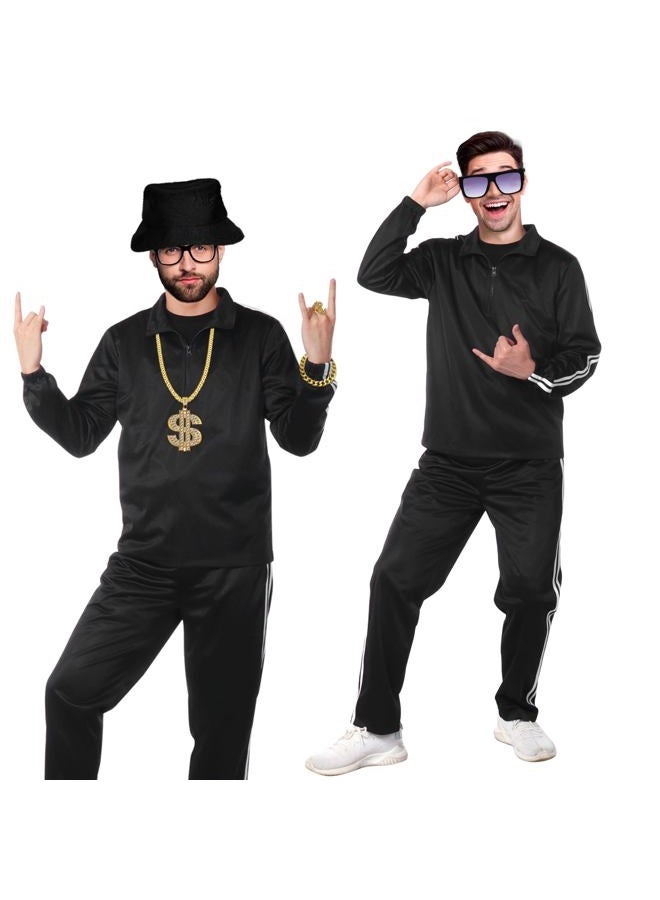 Men's Tracksuits Sweatsuits Accessories Set Zip Track Suit Costume Outfits 80s Hip Hop Rapper Rocker Disco for Party - Image 4
