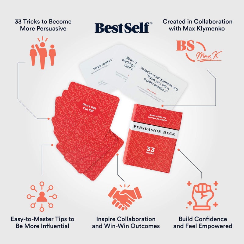 BestSelf Co. BestSelf Persuasion Deck - Persuasion Skill Cards to Master Persuasion Tricks with 33 Prompts - Image 2