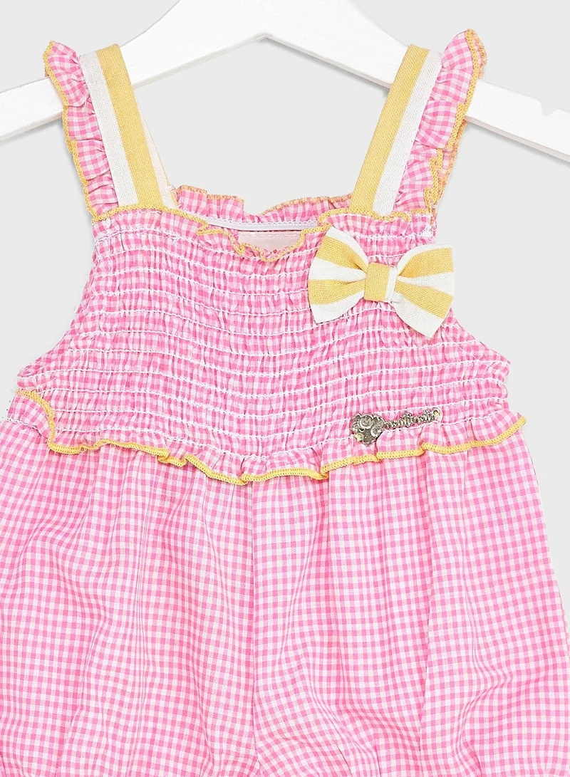 Nautinati Nauti Nati Girls Checked With Bow Detail Casual Jumpsuit