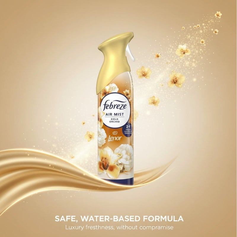 Febreze Air Mist Gold Orchid by Lenor 185ml Air Freshener Spray, Long Lasting Room Fragrance, Odor Eliminator Spray, Water Based Formula, Natural Propellant Home Bathroom Office Freshener - Image 5
