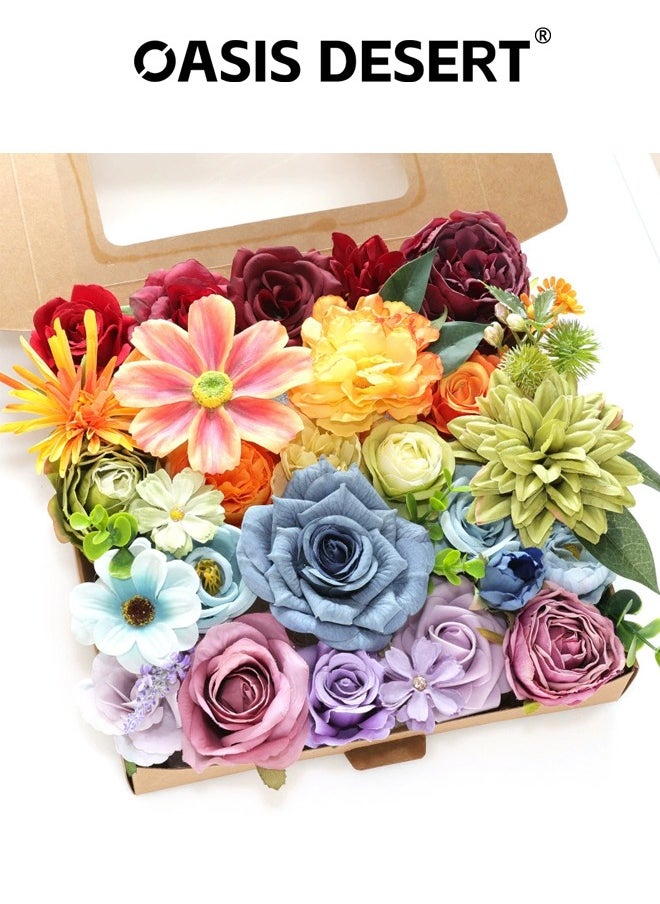 OASIS DESERT Colorful Artificial Flowers Combination Box Set Fake Flowers DIY Wedding Decoration Fake Flowers Home Decoration Indoor Artificial Flowers  - Image 1
