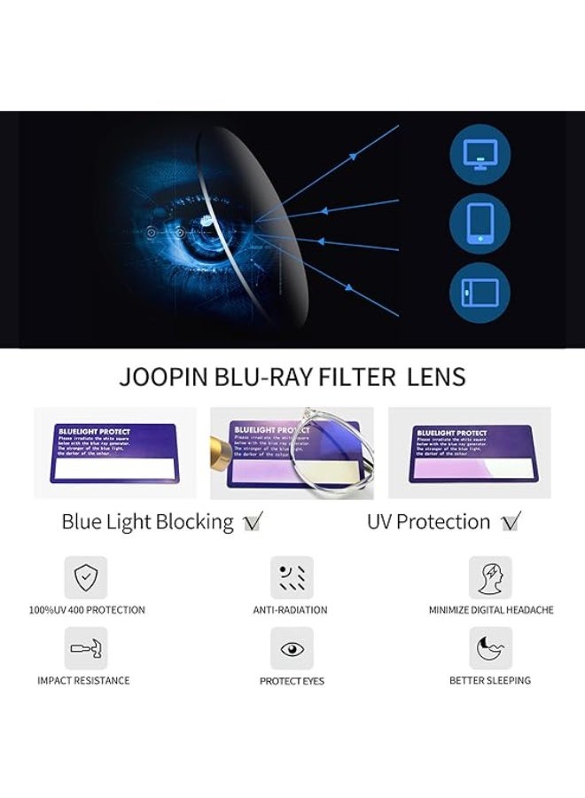 Joopin Blue Light Glasses for Men Women, Retro Round Frame Glasses Transparent Anti Blue Light Eyewear - Image 3