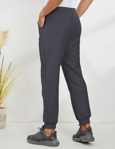 Gihuo Men's Winter Fleece Pants Sherpa Lined Sweatpants Athletic Running Sweatpants Ribbed Leg Comfy Warm Jogger Pants (Dark Grey, Large) - Image 3