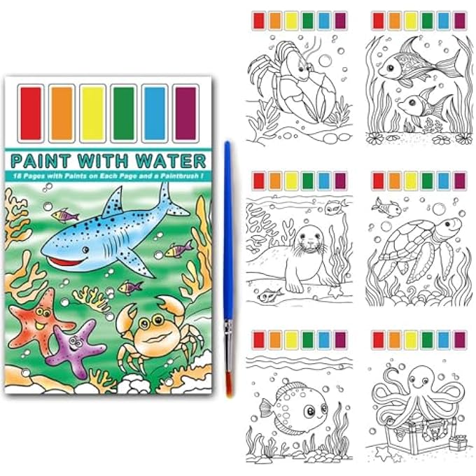 1 PCS WATERCOLOR PAINTING BOOKS FOR KIDS, PAINT WITH WATER COLORING BOOKS, WATERCOLOR PAINT BOOK FOR KIDS TRAVEL, POCKET WATERCOLOR PAINTING BOOK FOR KIDS ADULTS BOYS GIRLS PRESENT - Image 1