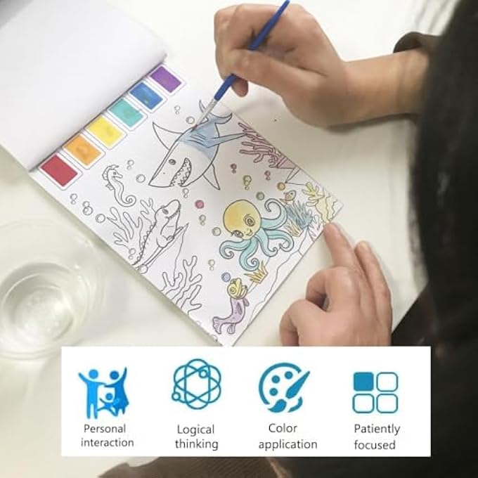 1 PCS WATERCOLOR PAINTING BOOKS FOR KIDS, PAINT WITH WATER COLORING BOOKS, WATERCOLOR PAINT BOOK FOR KIDS TRAVEL, POCKET WATERCOLOR PAINTING BOOK FOR KIDS ADULTS BOYS GIRLS PRESENT - Image 2