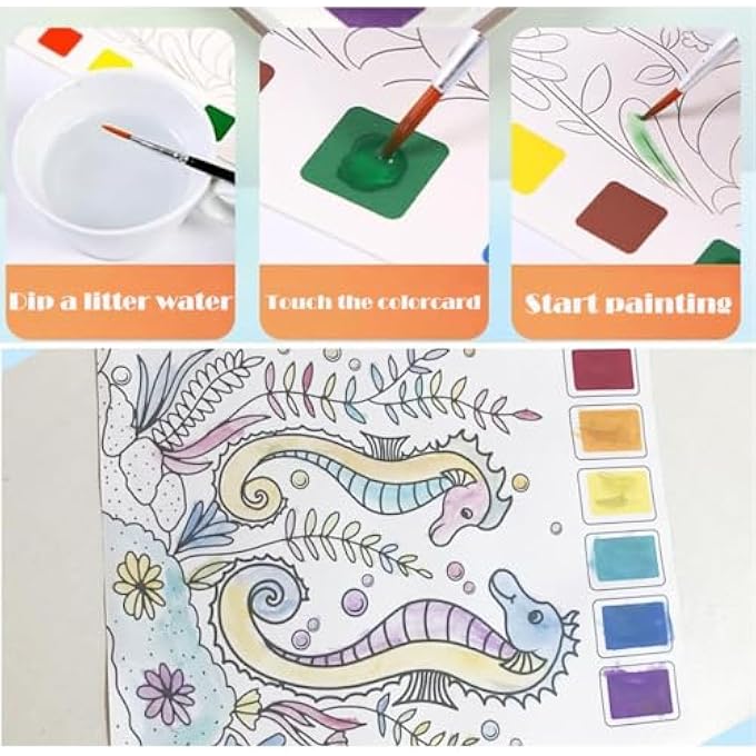 1 PCS WATERCOLOR PAINTING BOOKS FOR KIDS, PAINT WITH WATER COLORING BOOKS, WATERCOLOR PAINT BOOK FOR KIDS TRAVEL, POCKET WATERCOLOR PAINTING BOOK FOR KIDS ADULTS BOYS GIRLS PRESENT - Image 5