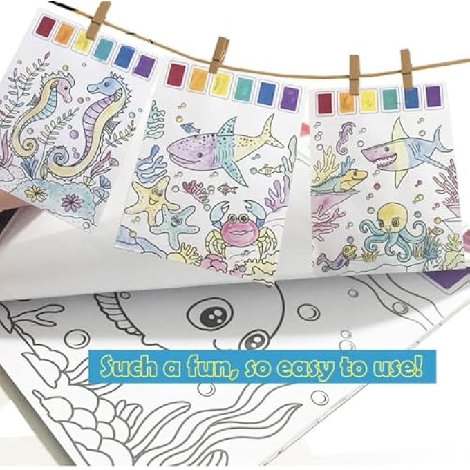 1 PCS WATERCOLOR PAINTING BOOKS FOR KIDS, PAINT WITH WATER COLORING BOOKS, WATERCOLOR PAINT BOOK FOR KIDS TRAVEL, POCKET WATERCOLOR PAINTING BOOK FOR KIDS ADULTS BOYS GIRLS PRESENT - Image 3