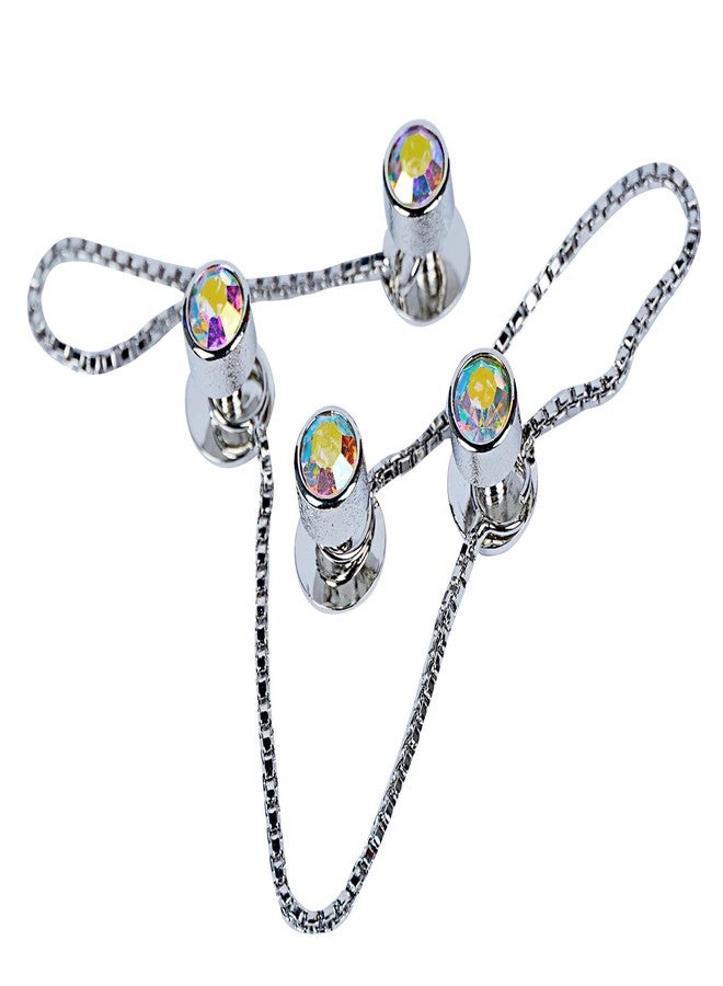 Maskey Brass Body Gold Plated Rhodium Polished Luxury Designer Refractive White Diamond Galaxy Gemstone Kurta Buttons for Men and Women - Image 1