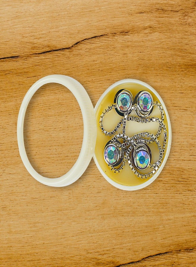 Maskey Brass Body Gold Plated Rhodium Polished Luxury Designer Refractive White Diamond Galaxy Gemstone Kurta Buttons for Men and Women - Image 2