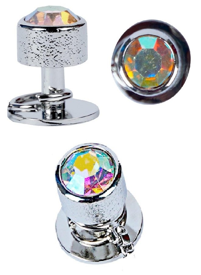Maskey Brass Body Gold Plated Rhodium Polished Luxury Designer Refractive White Diamond Galaxy Gemstone Kurta Buttons for Men and Women - Image 5