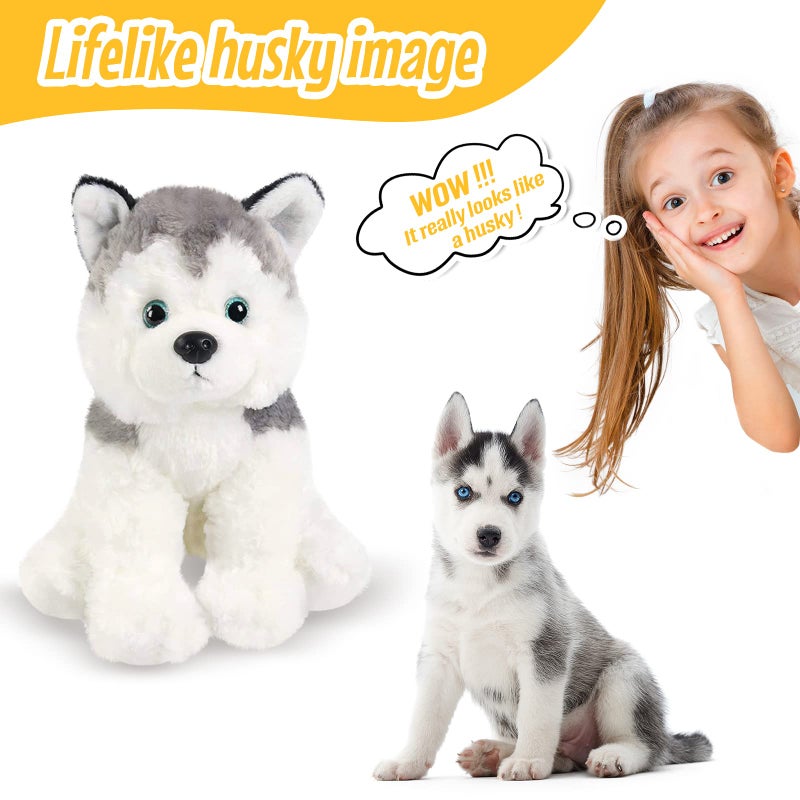 BSTAOFY 12 Husky Stuffed Animal Realistic Puppy Dog Soft Plush Toys Adorable Birthday Valentines Christmas Festivals Gifts for Kids Toddlers Boys Girls - Image 3