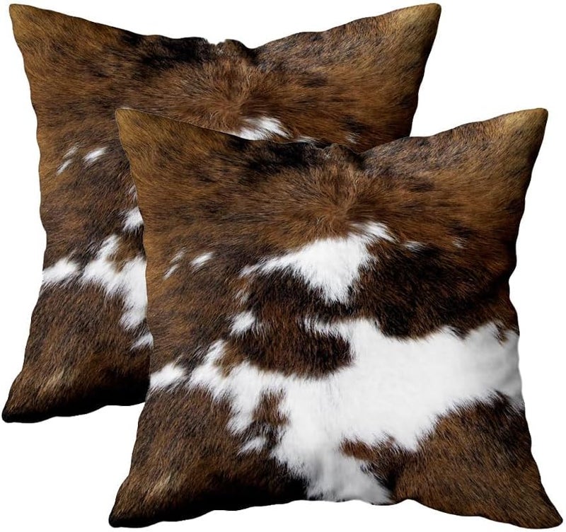 TOMWISH 2 Packs Hidden Zippered Pillowcase Christmas Cowhide Accent Printing 18X18Inch,Decorative Throw Custom Cotton Pillow Case Cushion Cover for Home - Image 1