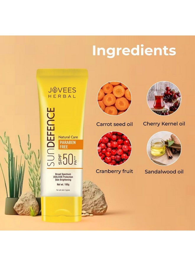 Jovees Herbal Sun Defence Cream Spf 50 Broad Spectrum Pa+++ Uvauvb Protection For All Skin Types 100G - Image 4