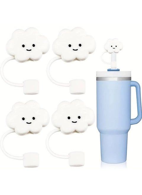 Cloud Straw Cover 4pcs Reusable Silicone Straw Protector Cover