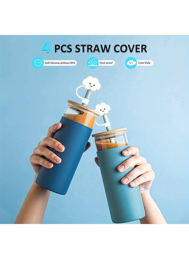 Cloud Straw Cover 4pcs Reusable Silicone Straw Protector Cover