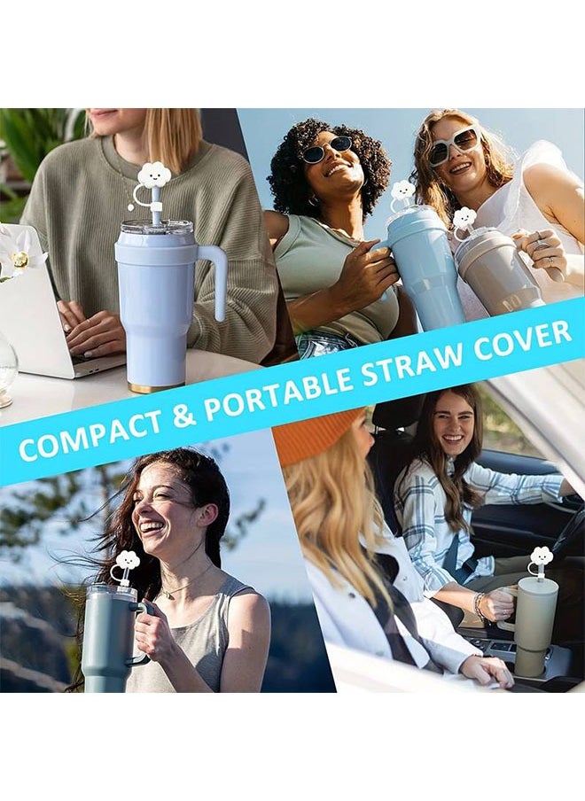 Cloud Straw Cover 4pcs Reusable Silicone Straw Protector Cover