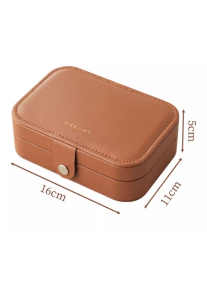 ILovhaprty Vintage PU Leather Jewelry Box for Women – 16×11×5 cm Portable Travel Jewelry Organizer with Removable Dividers, Earring Necklace Ring Storage Case - Image 3