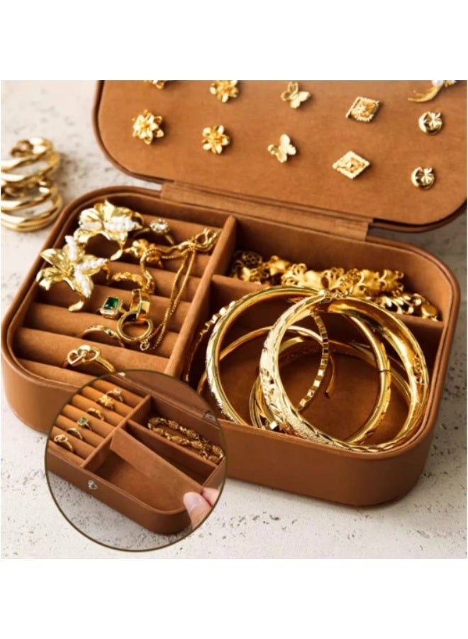 ILovhaprty Vintage PU Leather Jewelry Box for Women – 16×11×5 cm Portable Travel Jewelry Organizer with Removable Dividers, Earring Necklace Ring Storage Case - Image 5