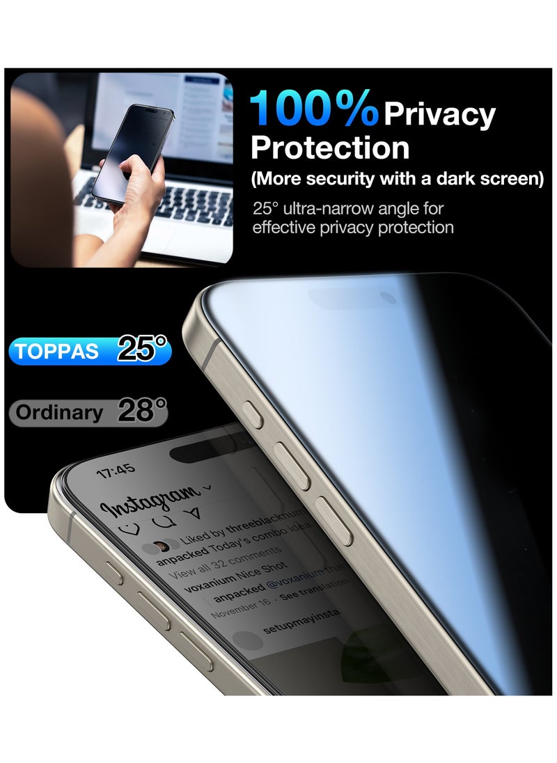 TORRAS - Mil-Grade Shatterproof for iPhone 16 Pro Max Privacy Screen Protector [9H＋Unbreakable from 12FT Drop, Anti Spy Edge to Edge Tempered Glass] Bubble Free Just-One-Pull Installation - Image 1