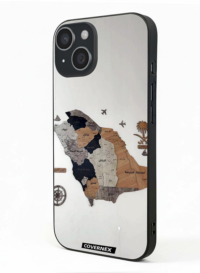 Covernex Apple iPhone 15 Protective Case Cover Printed Featuring Saudi Arabia Regional Map - Image 1