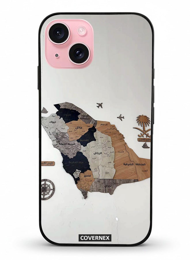 Covernex Apple iPhone 15 Protective Case Cover Printed Featuring Saudi Arabia Regional Map - Image 2