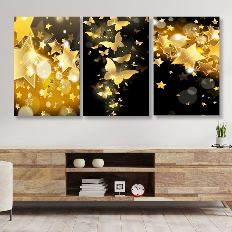 ماركتنا ثلاث لوحات قماشية بتصميم مودرن مع برواز مجوف مقاس (120×60) ثلاث قطع - Image 1