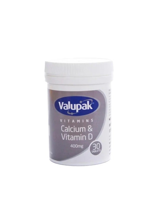 Valupak Calcium and Vitamin D 400 mg Tablets 30's - Image 1