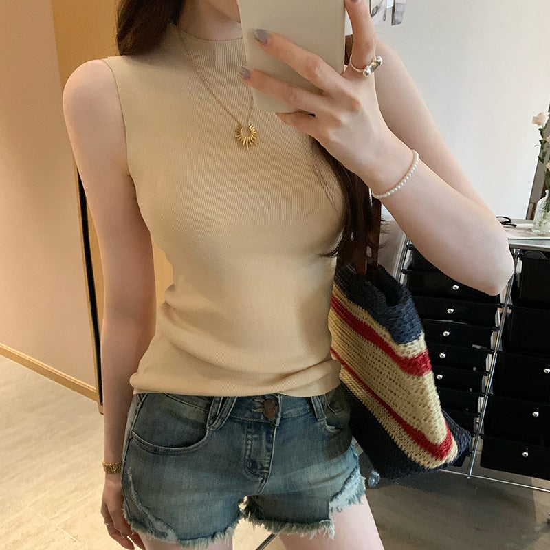 Women's Sleeveless Mock Neck Knit Top - Image 1
