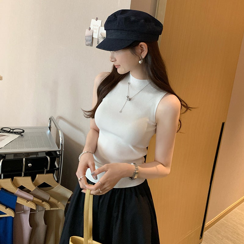 Women's Sleeveless Mock Neck Knit Top - Image 3