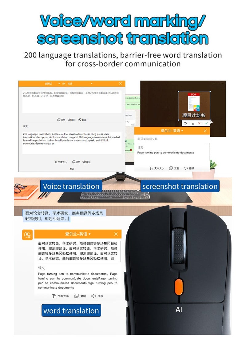 Generic - Chat GPT AI Mouse Smart Writing Wireless Mouse Intelligent Voice Mouse Voice Typing and Real-Time Translation Black - Image 1