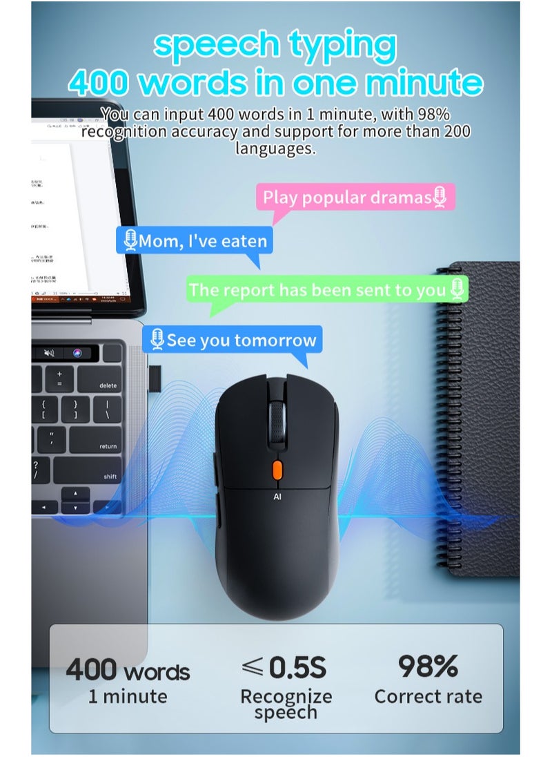 Generic - Chat GPT AI Mouse Smart Writing Wireless Mouse Intelligent Voice Mouse Voice Typing and Real-Time Translation Black - Image 1