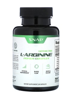 SNAP SUPPLEMENTS L Arginine Capsules- Power Complex - Increase Physical Performance, Blood Flow & Muscle Volume - Dietary Supplement (60 Capsules)  - Image 1