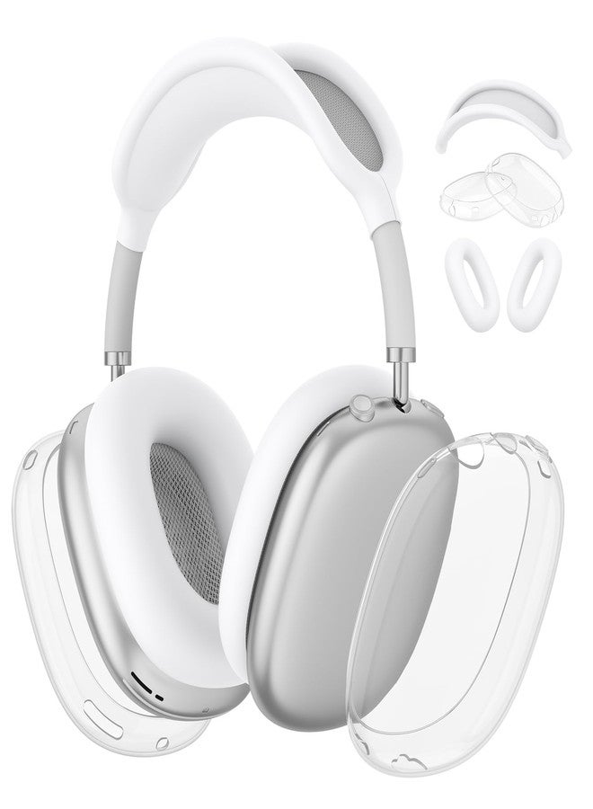 Meliya Silicone Case Cover for AirPods Max Headphones, Clear Soft TPU Ear Cups/Ear Pad Case/Headband Cover for Apple AirPods Max (2024/2020) (Clear White) - Image 1