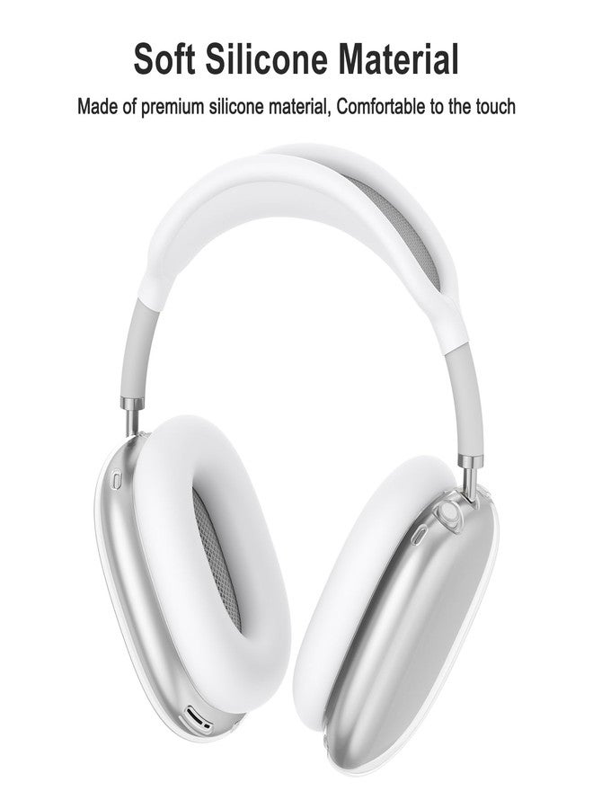 Meliya Silicone Case Cover for AirPods Max Headphones, Clear Soft TPU Ear Cups/Ear Pad Case/Headband Cover for Apple AirPods Max (2024/2020) (Clear White) - Image 3
