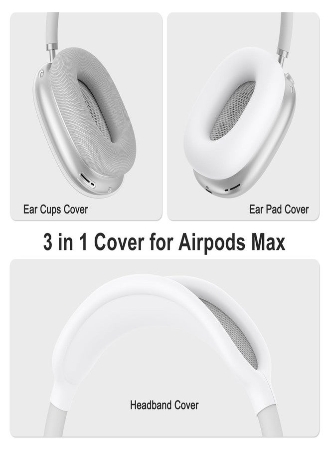 Meliya Silicone Case Cover for AirPods Max Headphones, Clear Soft TPU Ear Cups/Ear Pad Case/Headband Cover for Apple AirPods Max (2024/2020) (Clear White) - Image 2