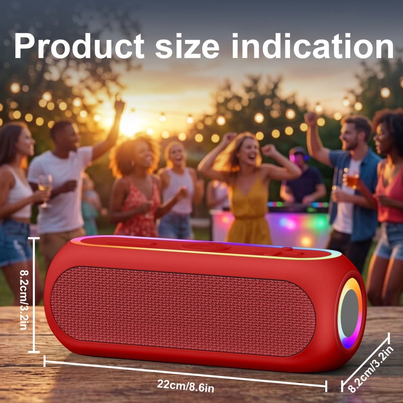 مكبر صوت لاسلكي مزدوج بمحرك RGB أحمر، مع bass ثقيل، يدعم TWS، TF، USB، AUX، Type C - Image 2