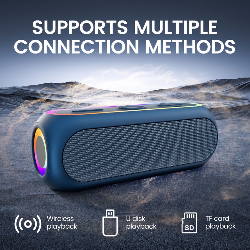 مكبر صوت لاسلكي مزدوج بمحرك RGB أحمر، مع bass ثقيل، يدعم TWS، TF، USB، AUX، Type C - Image 5
