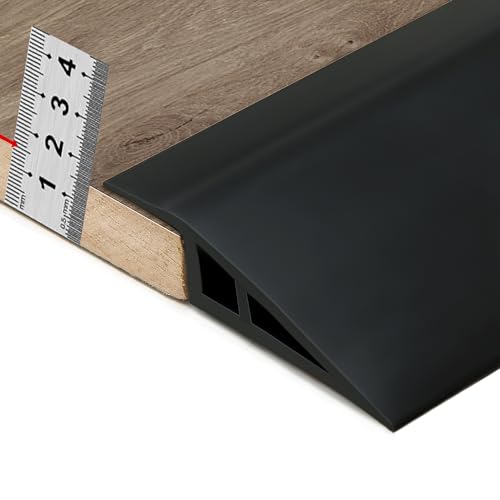 BNELL Carpet & Floor Edging Trim Strip,Self Adhesive-PVC Floor Transition Strip,Threshold Transitions Suitable for Threshold Height Less Than 15mm (6.56FT_Black) - Image 1