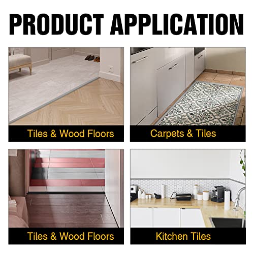 BNELL Carpet & Floor Edging Trim Strip,Self Adhesive-PVC Floor Transition Strip,Threshold Transitions Suitable for Threshold Height Less Than 15mm (6.56FT_Black) - Image 5