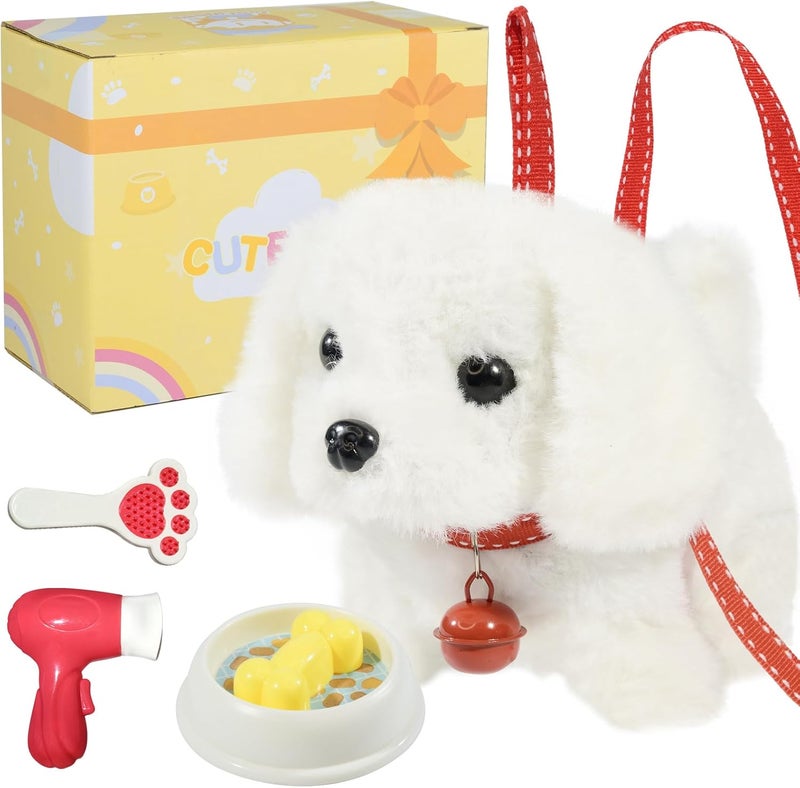 lonfypeng Plush Toys Walking Dog Toys That Can Walk, Bark and Wag Tail,Interactive Electronic Pet Toys Puppy with Leash,Easter Christmas Birthday Gift for Toddlers Kids - Image 1