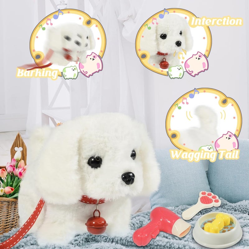 lonfypeng Plush Toys Walking Dog Toys That Can Walk, Bark and Wag Tail,Interactive Electronic Pet Toys Puppy with Leash,Easter Christmas Birthday Gift for Toddlers Kids - Image 2